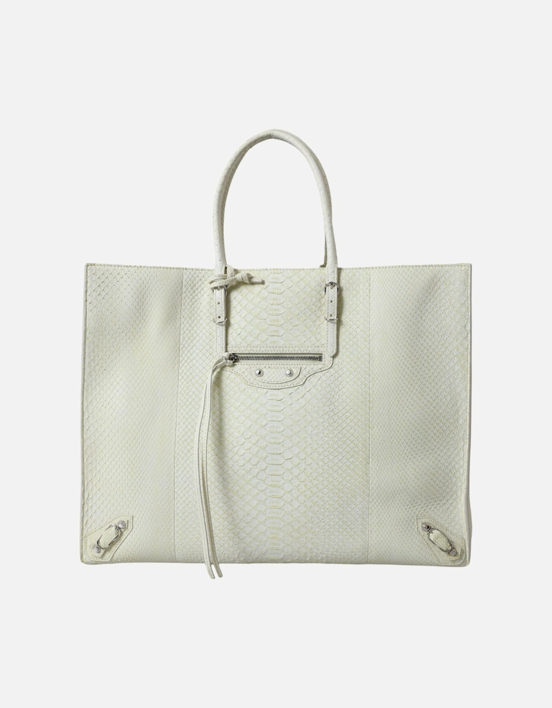 Chic Python Leather Tote in White & Yellow Women Tote Bags, 7 of 6