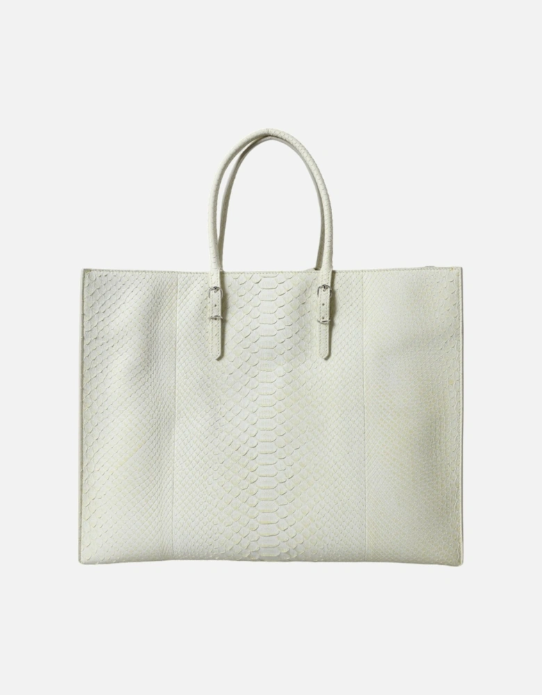 Chic Python Leather Tote in White & Yellow Women Tote Bags