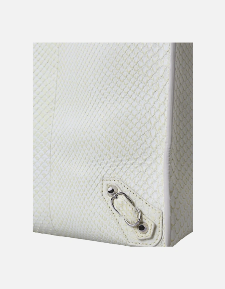 Chic Python Leather Tote in White & Yellow Women Tote Bags