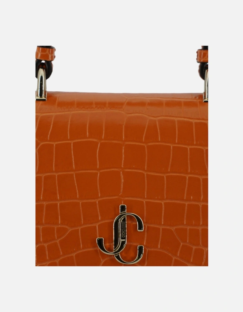 Croc Embossed Leather Top Handle Shoulder Bag Women - Orange