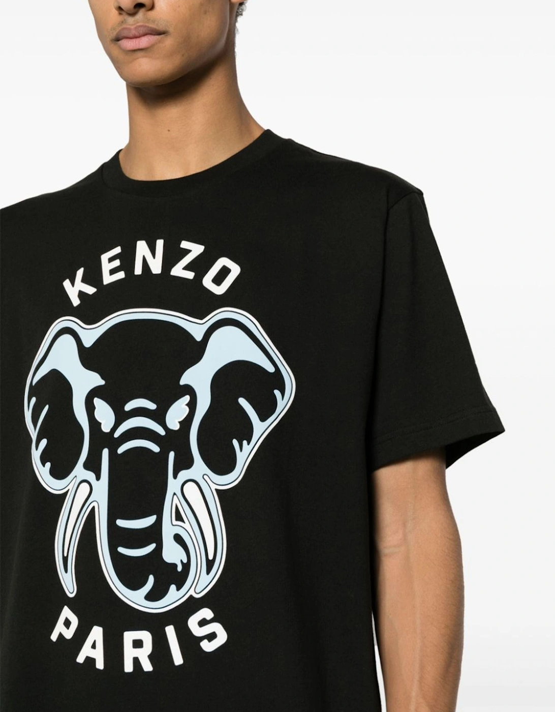 Oversized Elephant Logo Printed T-Shirt in Black