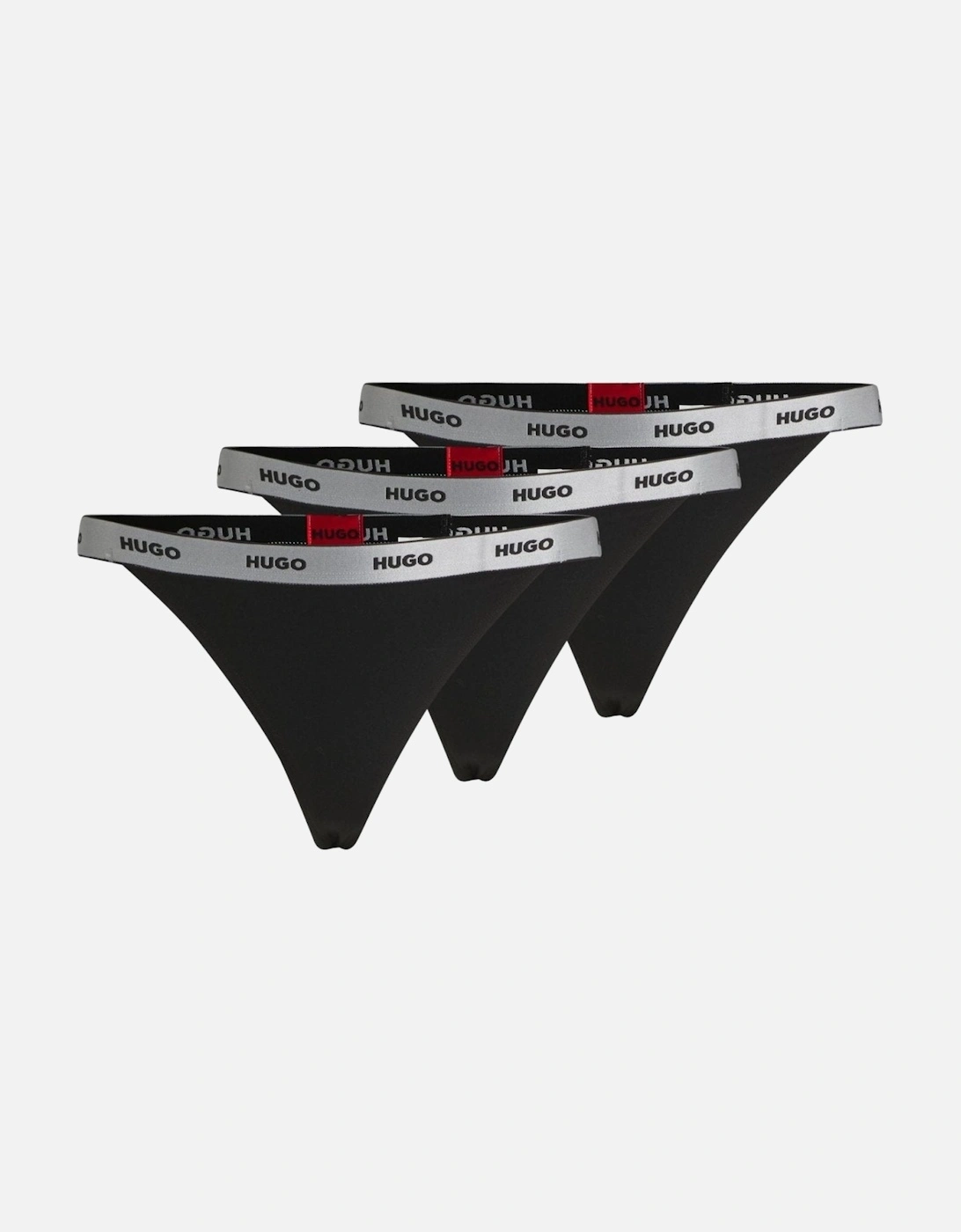 Hugo Boss Women's 3-Pack Classic Logo Strings Gift Set, Black/silver - Size: XXL