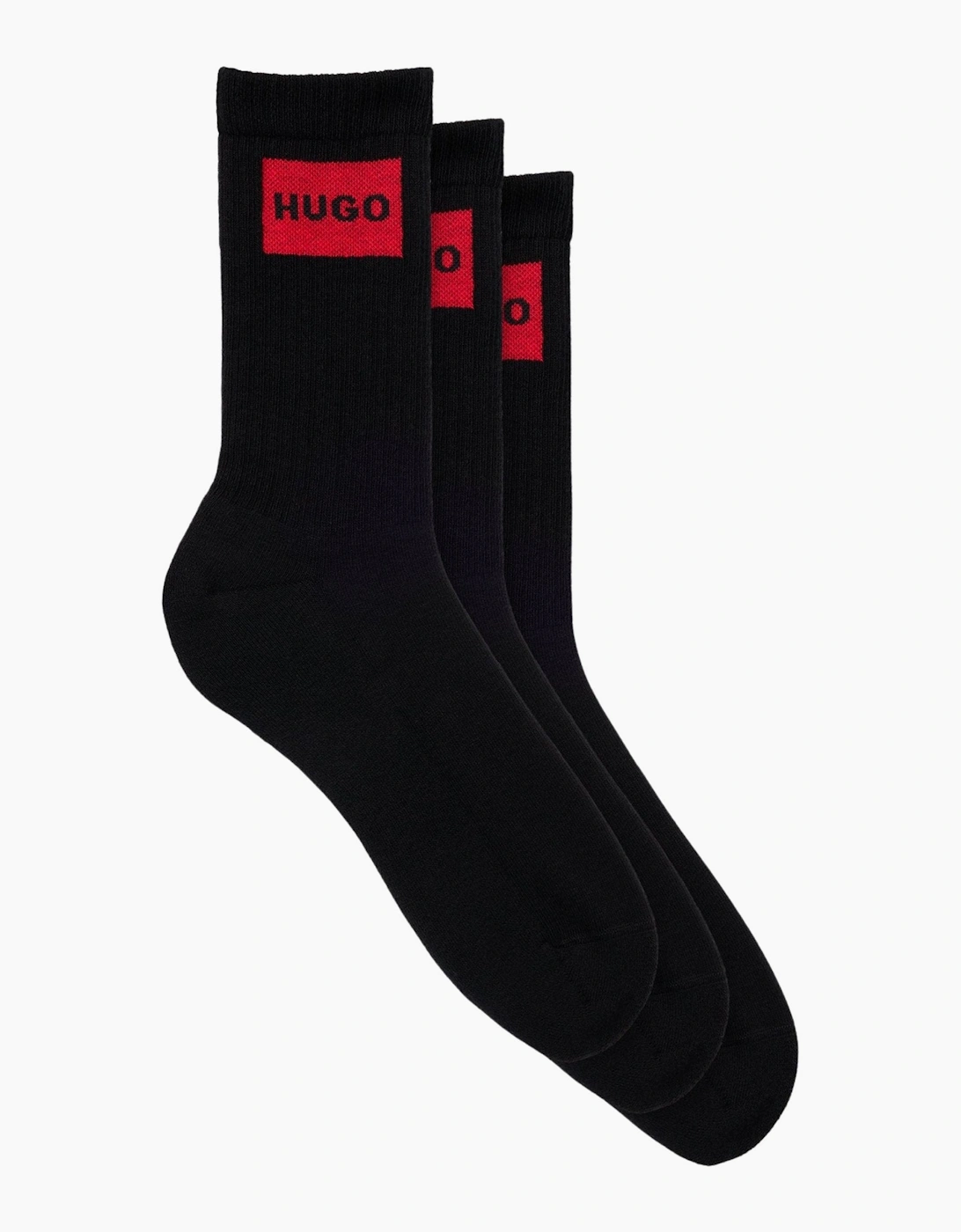 Hugo Boss Men's Black 3-Pack Red Label Ribbed Sports Socks, - Size: 7.5/8/5/5.5/6/6.5/7