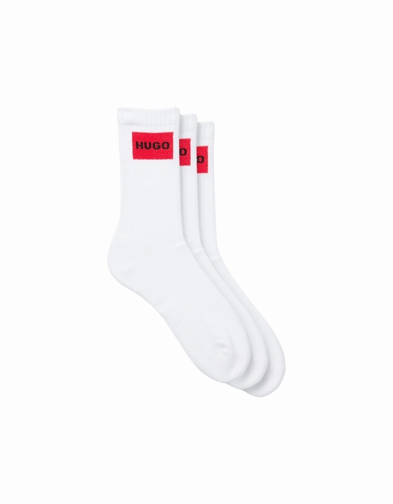 3-Pack Red Label Ribbed Sports Socks, White