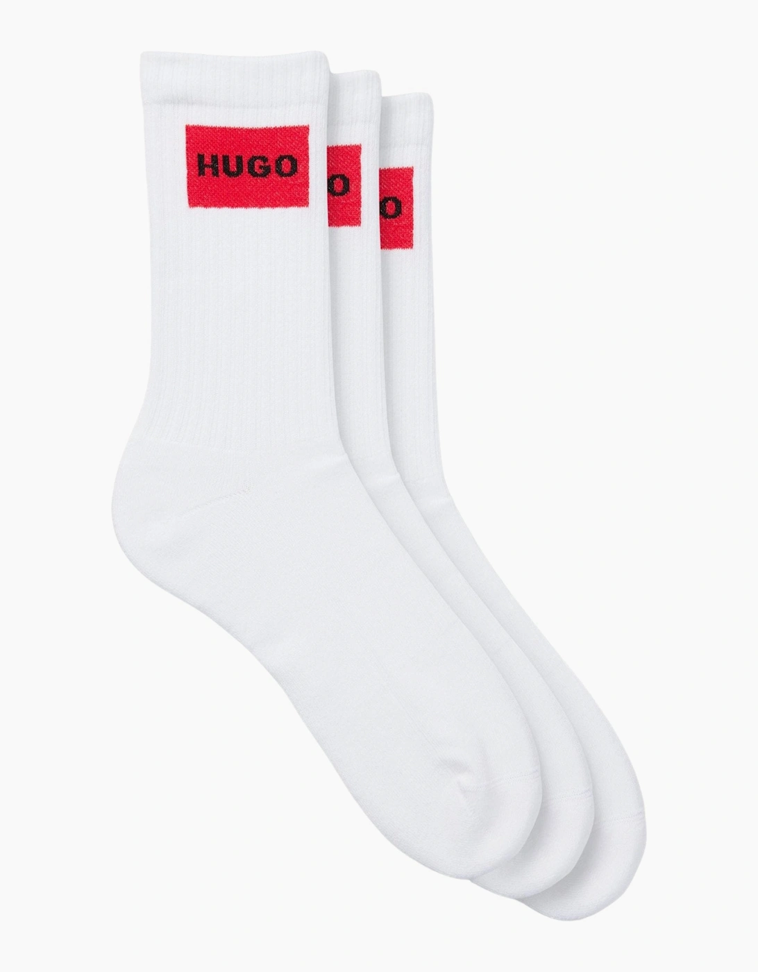 Boss Hugo Boss Men's 3-Pack Red Label Ribbed Sports Socks, White