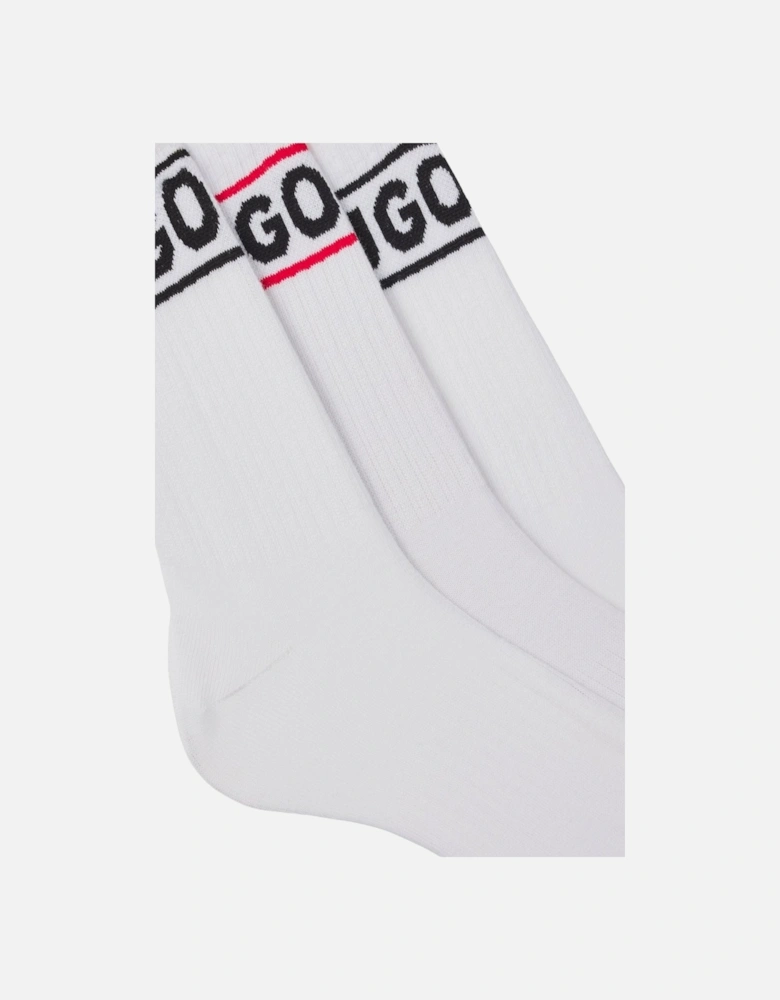 3-Pack Sporty Logo Ribbed Women's Socks, White