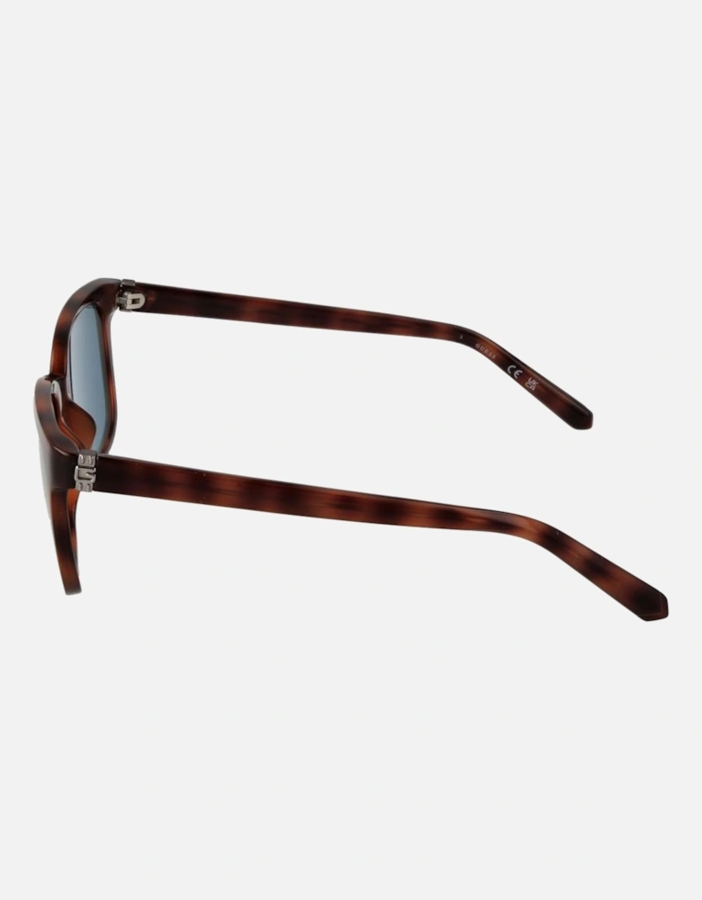 Square Full-Rim Sunglasses with Blue Lenses Women - Brown