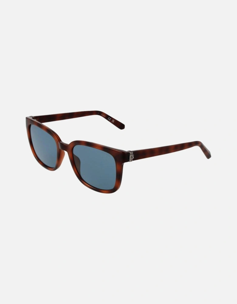 Square Full-Rim Sunglasses with Blue Lenses Women - Brown