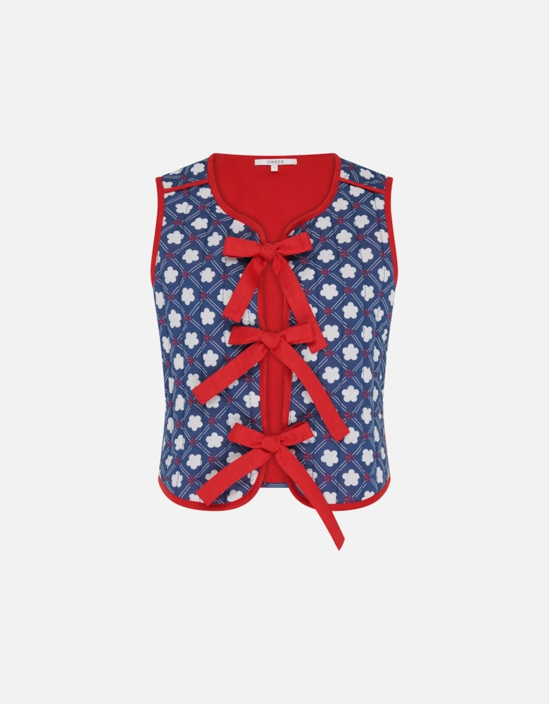 Jojo Quilted Gilet in Floral Check