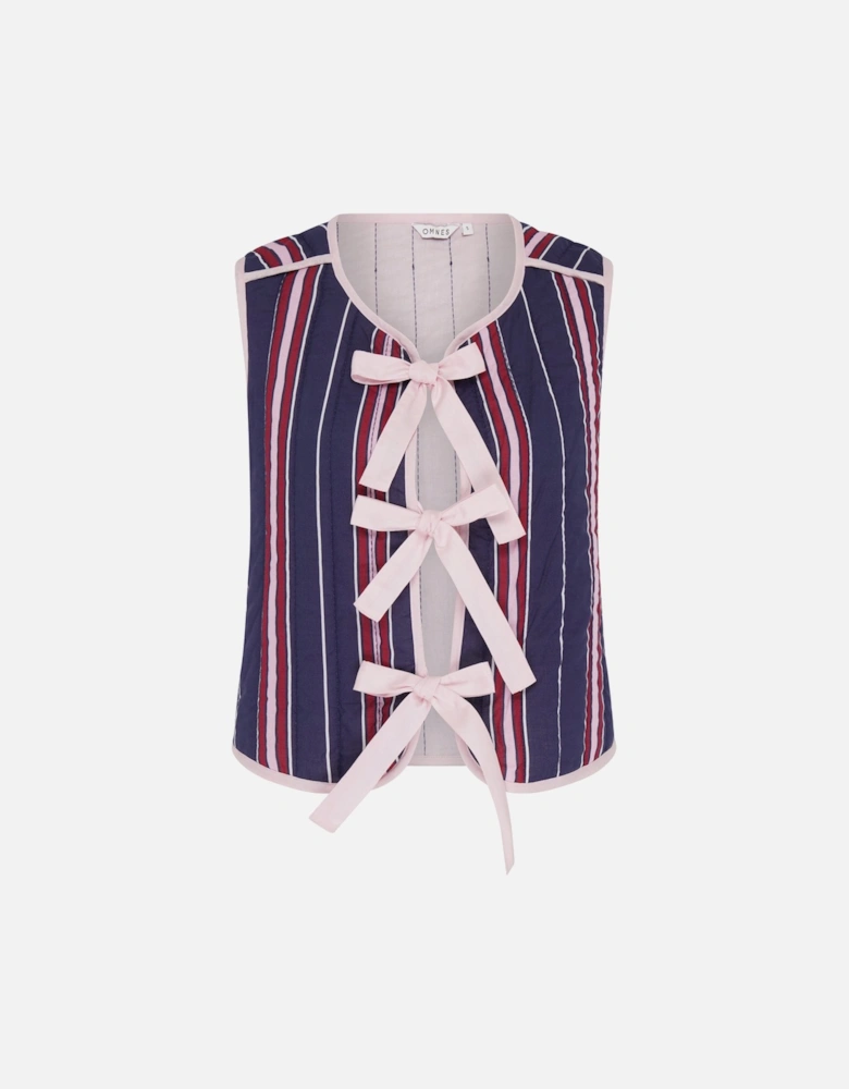 Jojo Quilted Gilet in Navy Stripe