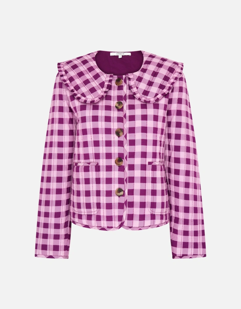 Peggy Quilted Jacket in Pink Gingham