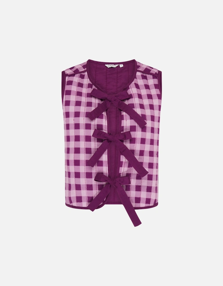 Jojo Quilted Gilet in Pink Gingham
