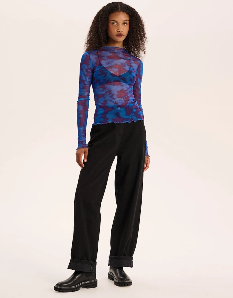 Lorrie Top in Winter Blurred Floral Print Multi