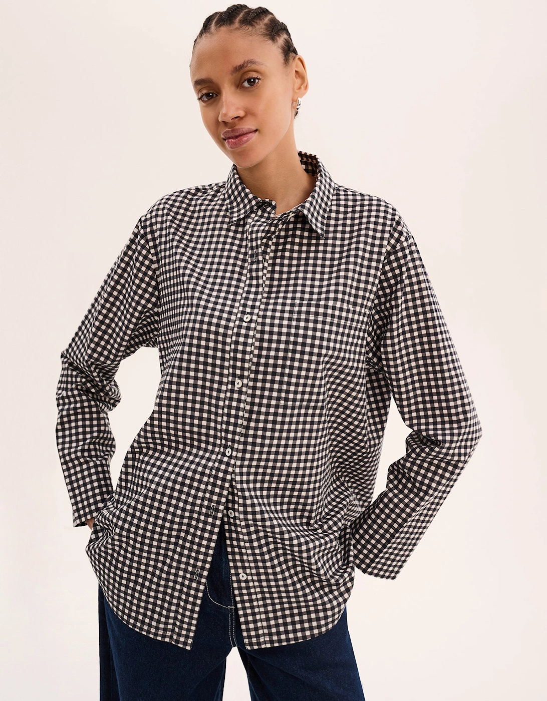 Nala Check Tie Back Shirt in Mono