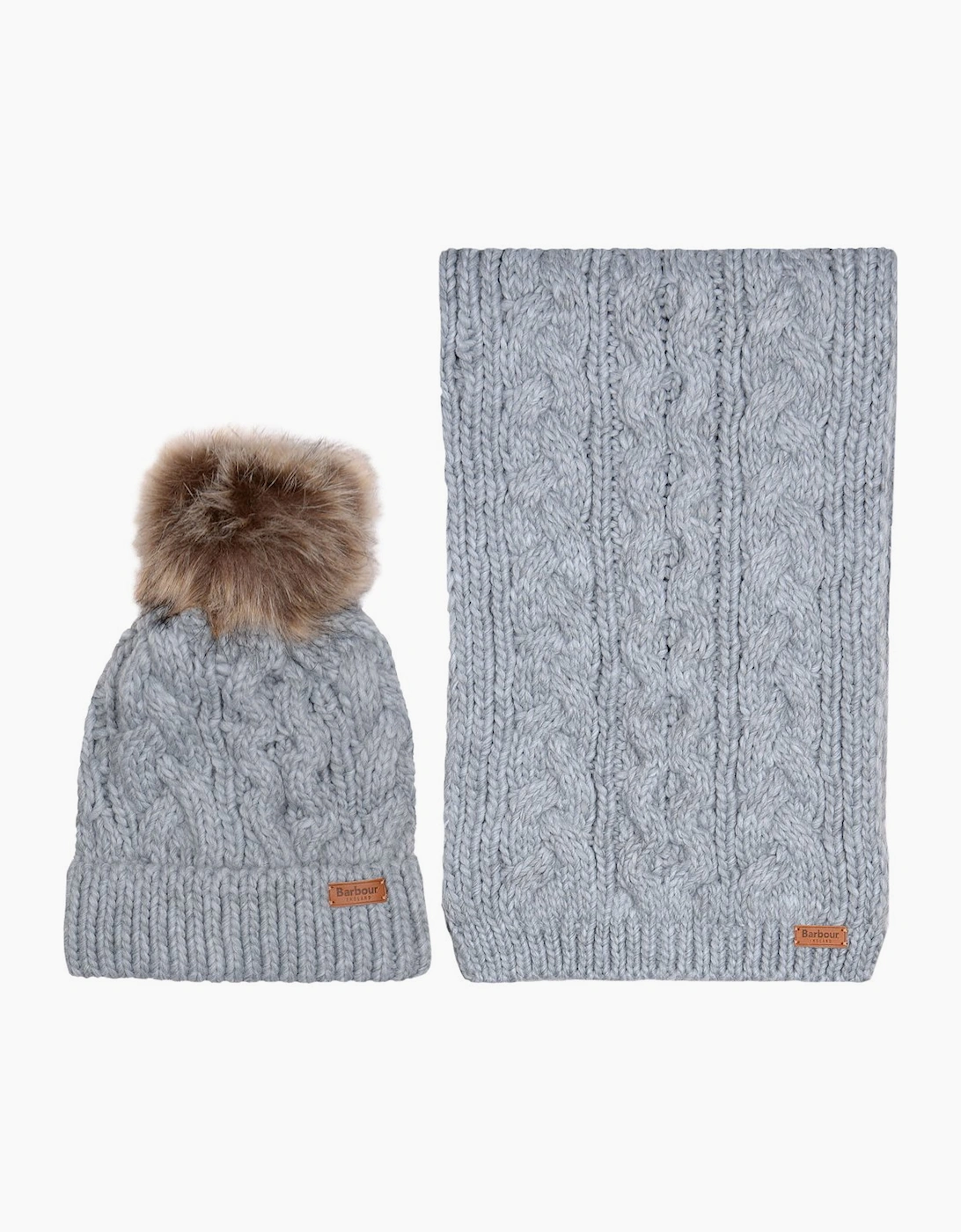Barbour Unisex Grey Penshaw Beanie & Scarf Set - Size: One Size