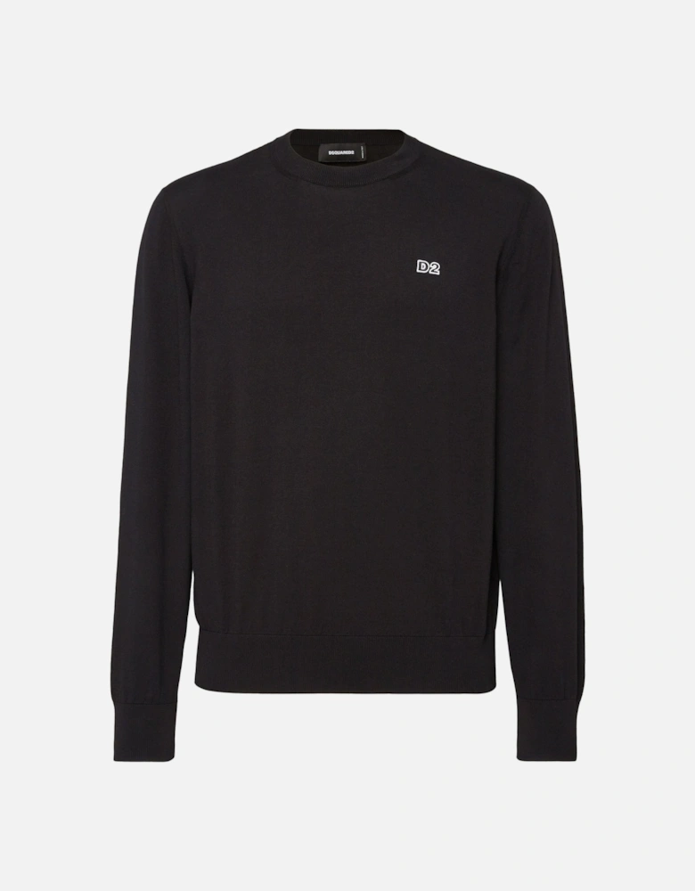 Branded Crew Neck Sweater Black