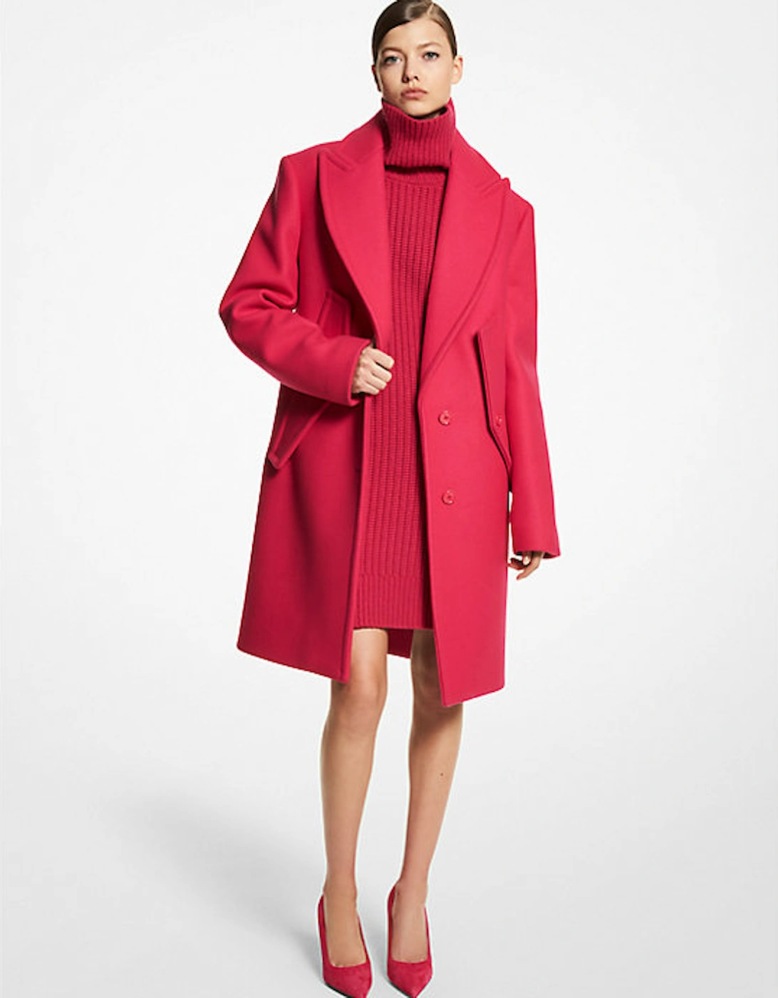 Wool Melton Slit Sleeve Coat