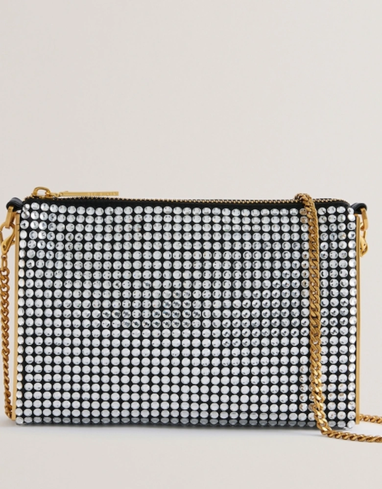 Kriisa Sequin-Embellished Side Bar Clutch