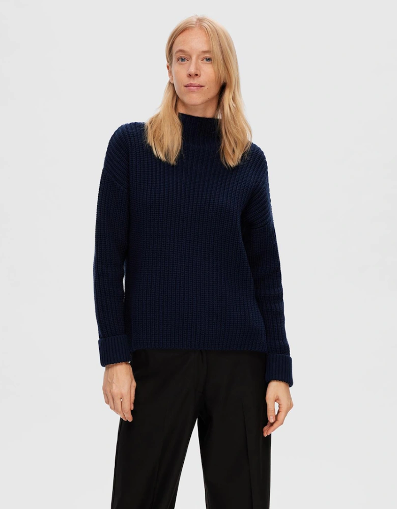 Femme Selma Long Sleeve Knit Pullover Dark Sapphire