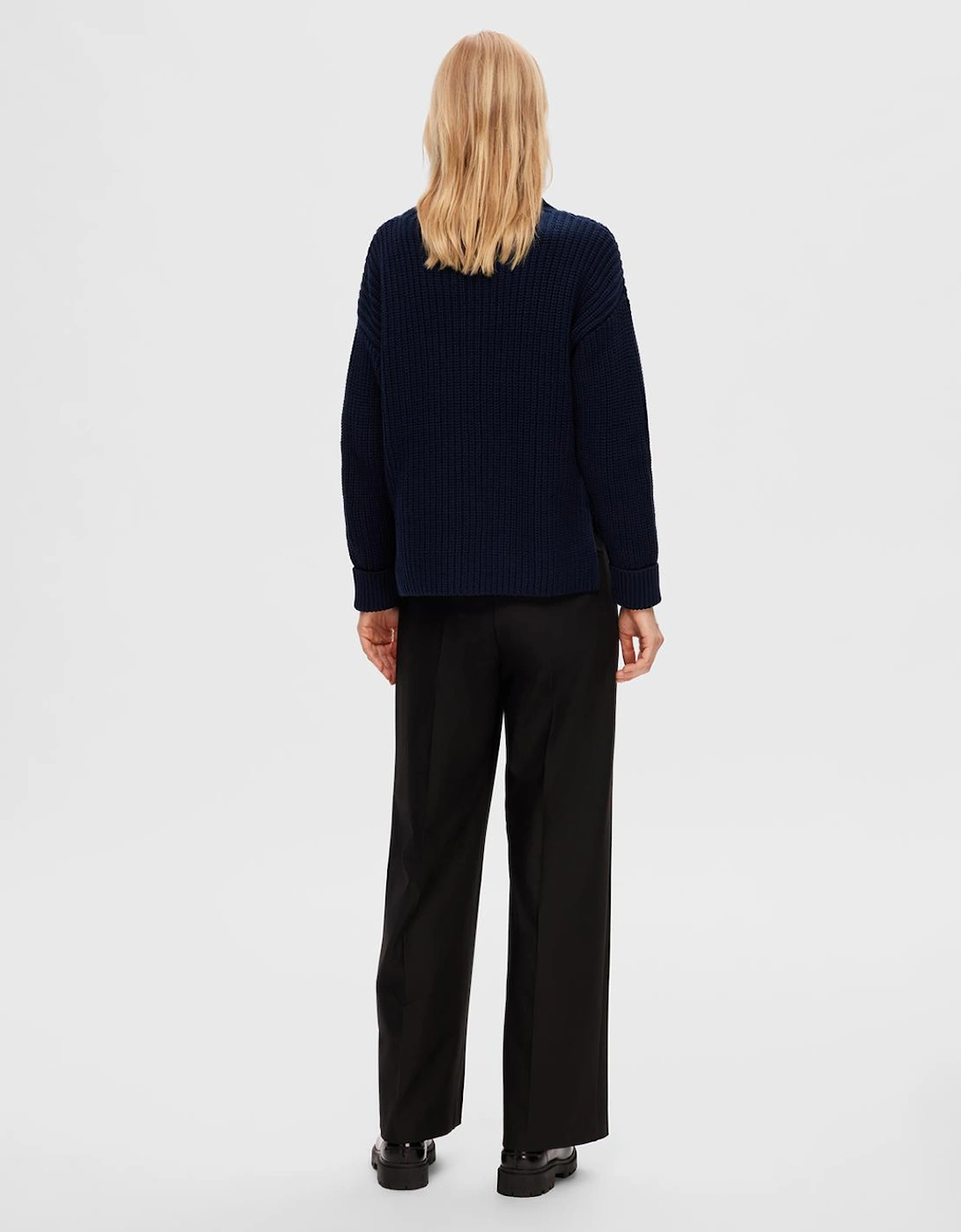 Femme Selma Long Sleeve Knit Pullover Dark Sapphire