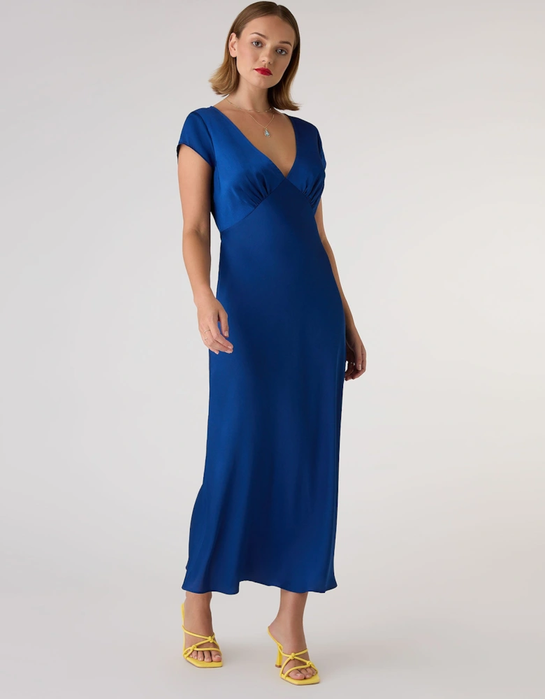 Woolf Sleeved Slip Dress in Navy