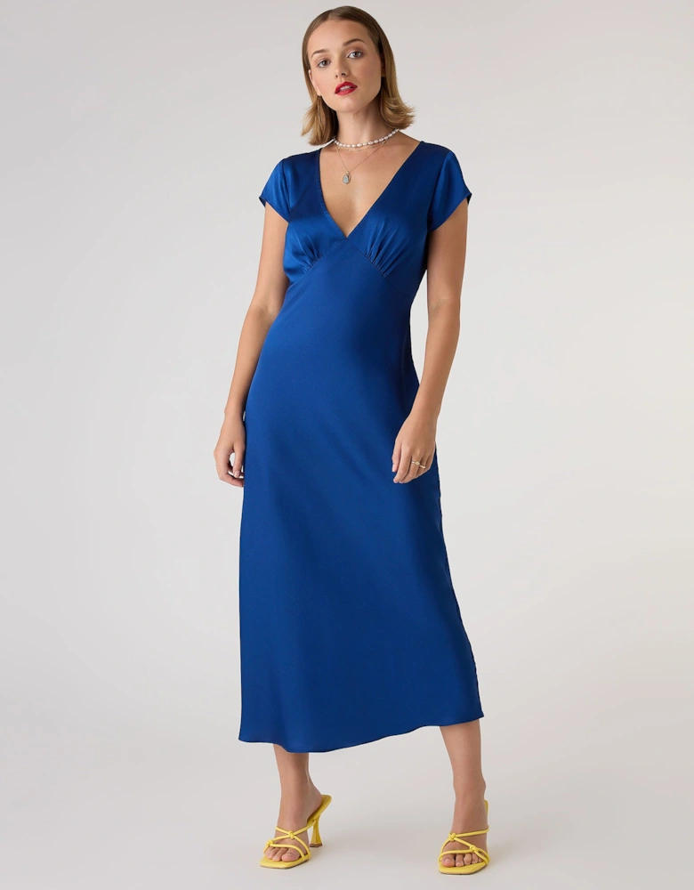 Woolf Sleeved Slip Dress in Navy