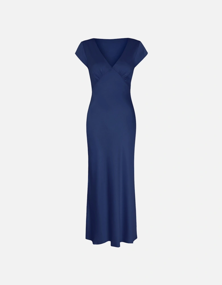 Woolf Sleeved Slip Dress in Navy