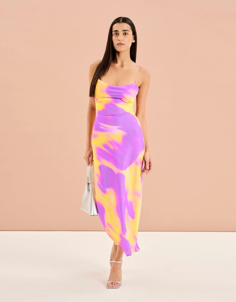 Riviera Dress in Abstract Fluoro Print