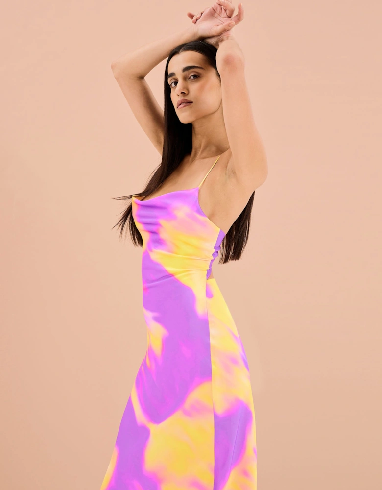 Riviera Dress in Abstract Fluoro Print