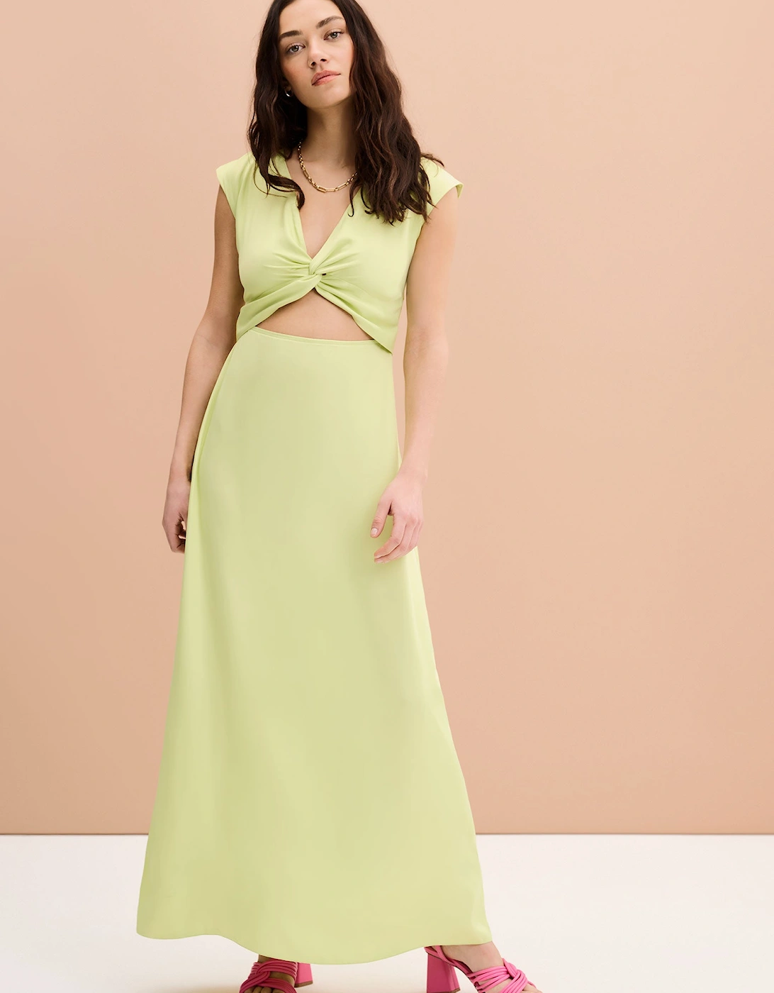 Marin Twist Front Dress in Lime