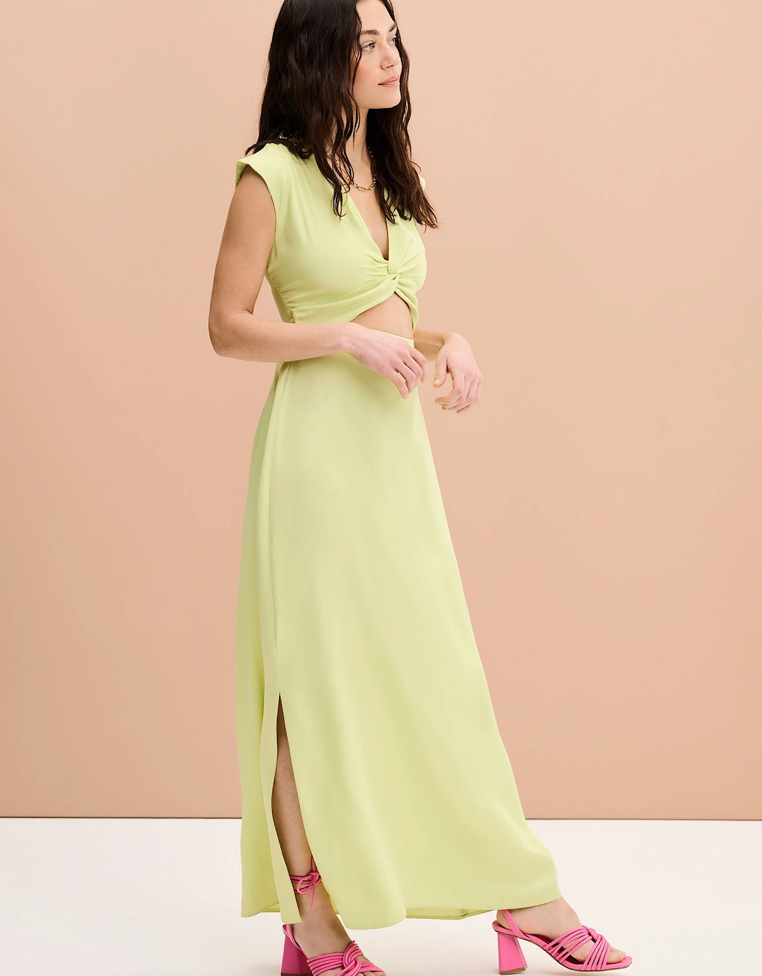 Marin Twist Front Dress in Lime