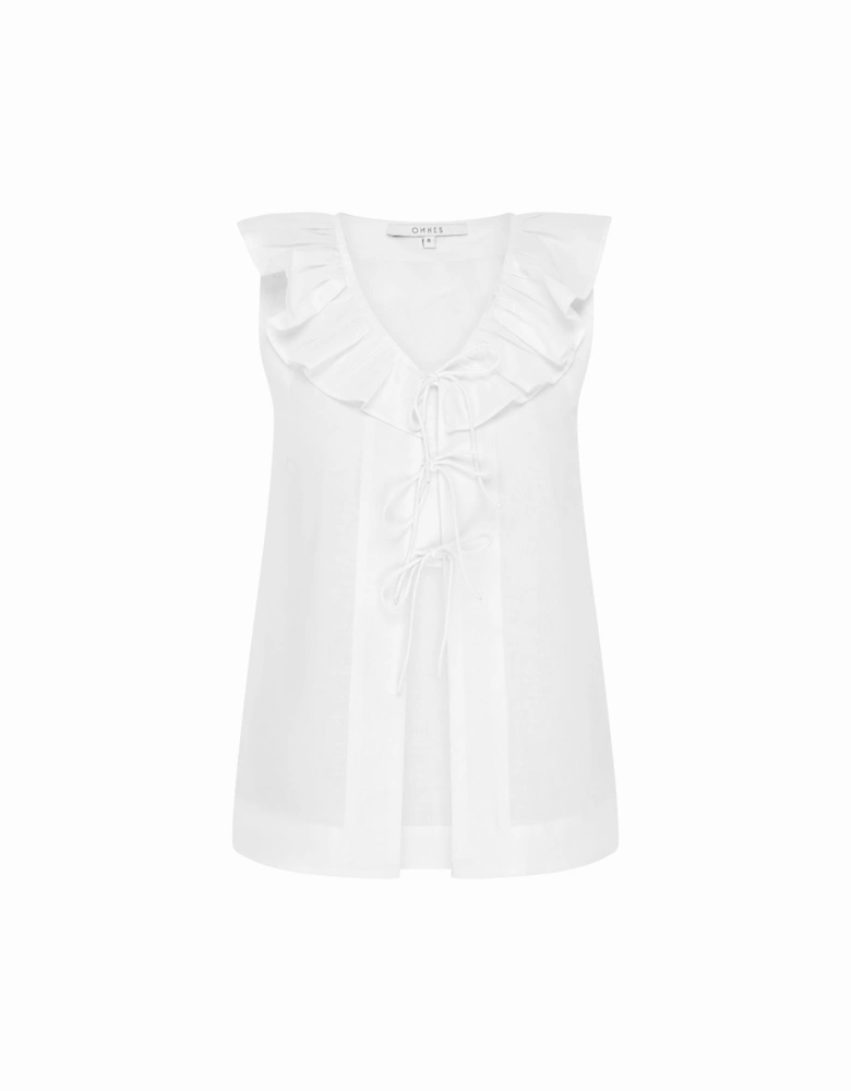 Rachael Frill Collar Sleeveless Blouse in White