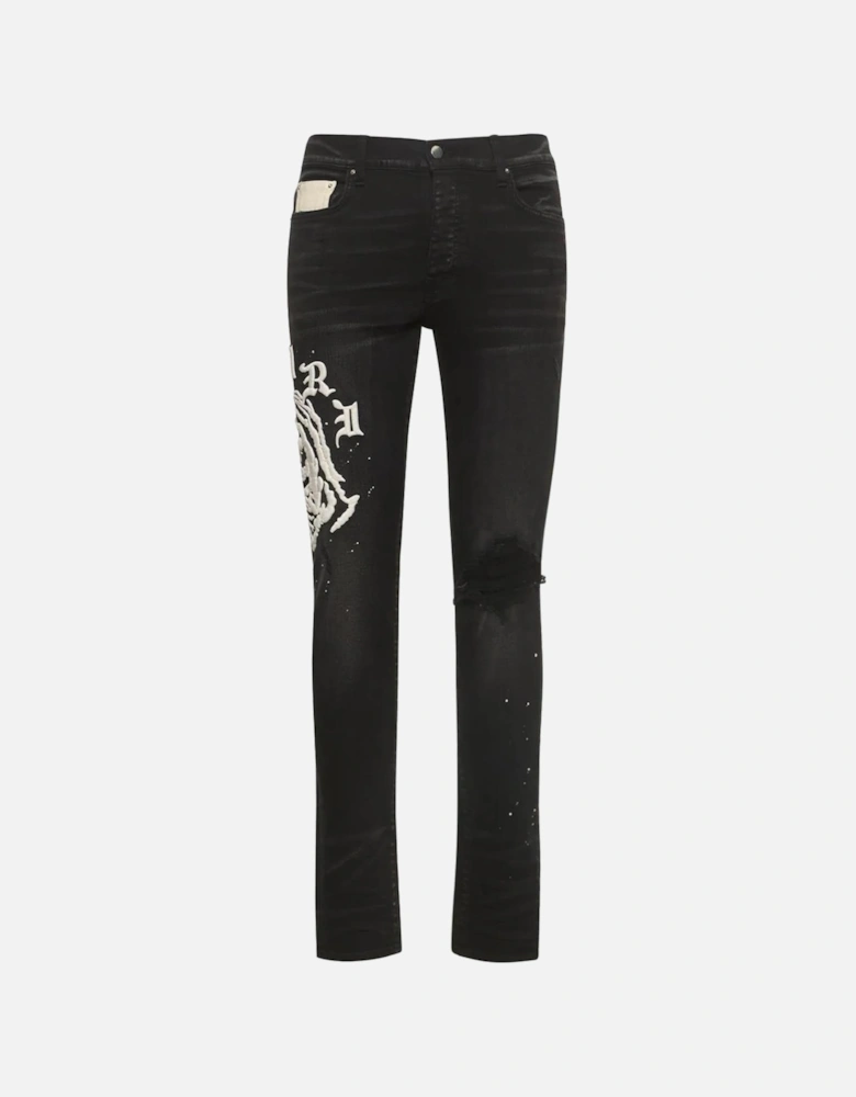 Wes Lang Reaper Logo Aged Jeans in Black