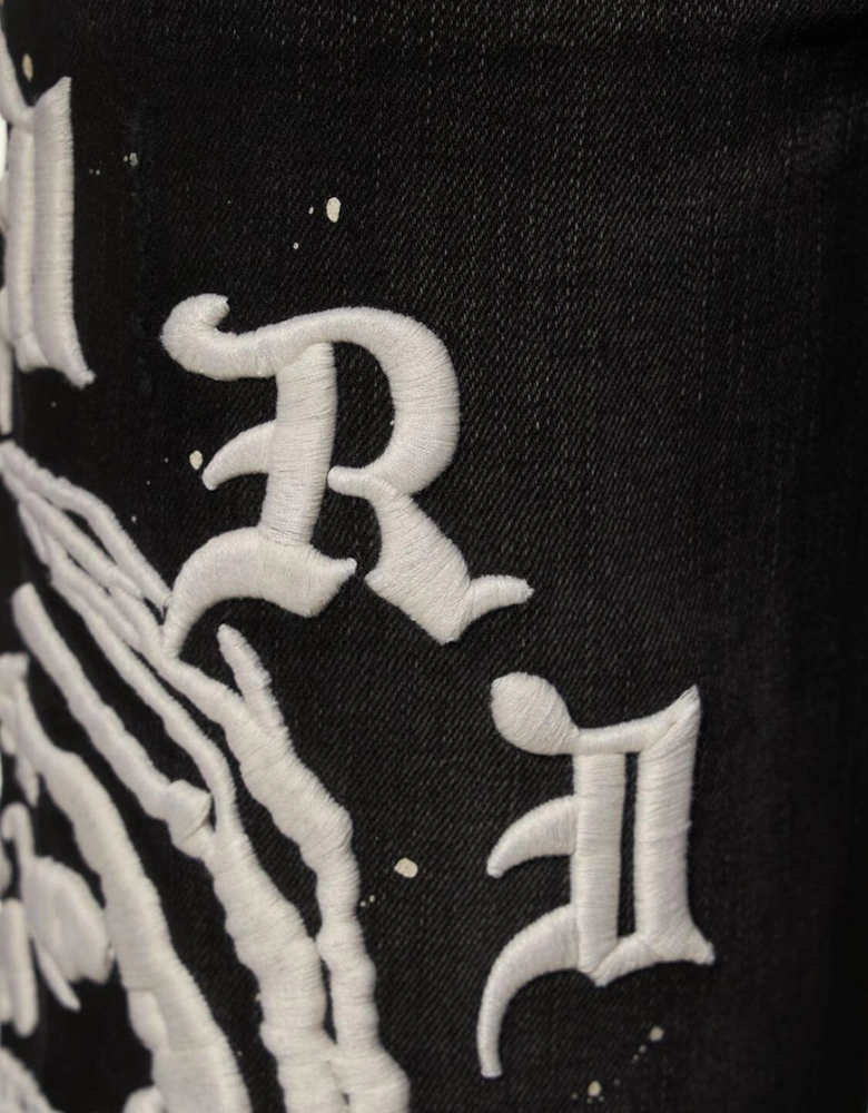 Wes Lang Reaper Logo Aged Jeans in Black