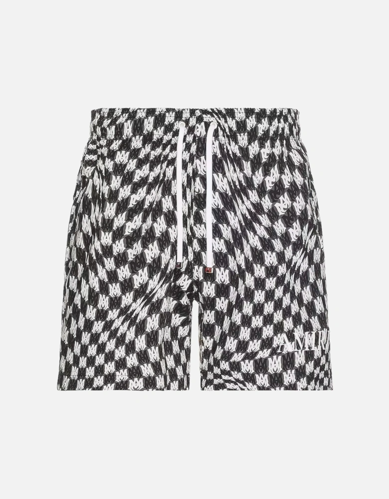 Wavy MA Logo Swim Shorts in Black