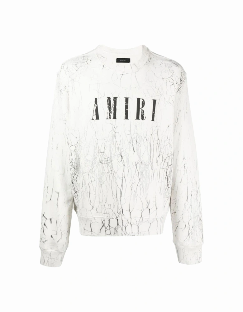 Cracked Dye Core Logo Sweatshirt in White