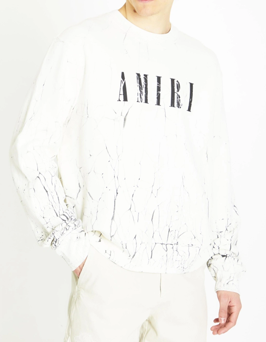 Cracked Dye Core Logo Sweatshirt in White