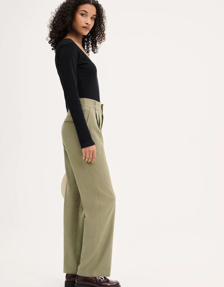 Cinnamon Relaxed Trousers in Mole Green Cotton/Tencel