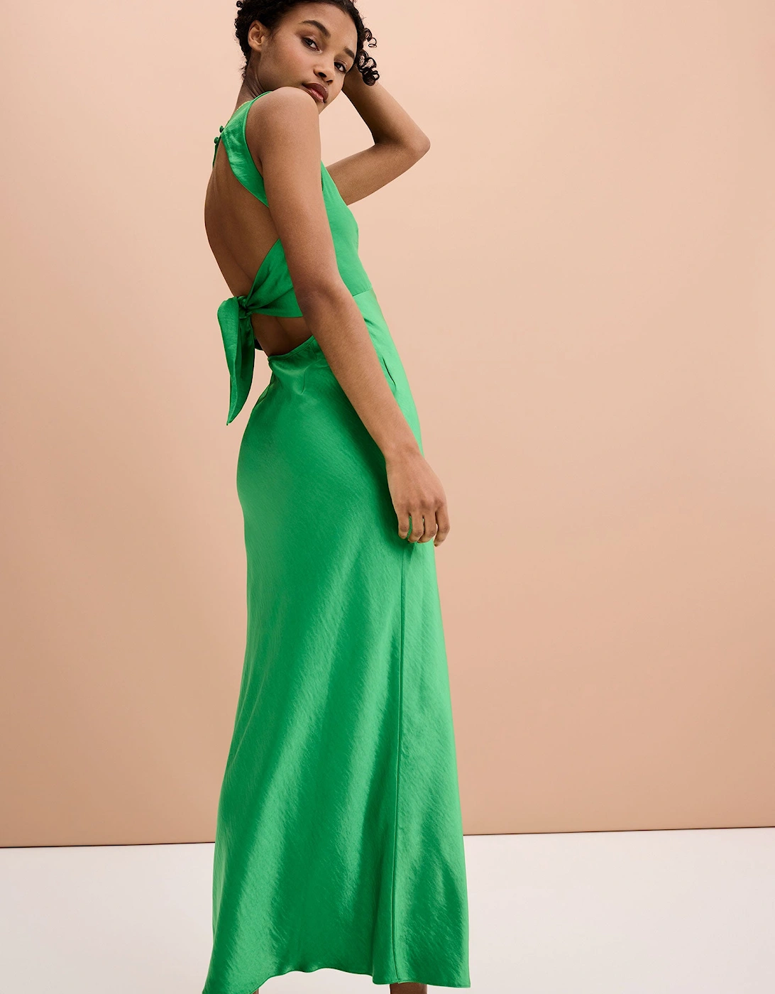 Nova Tie Back Dress in Fern Green