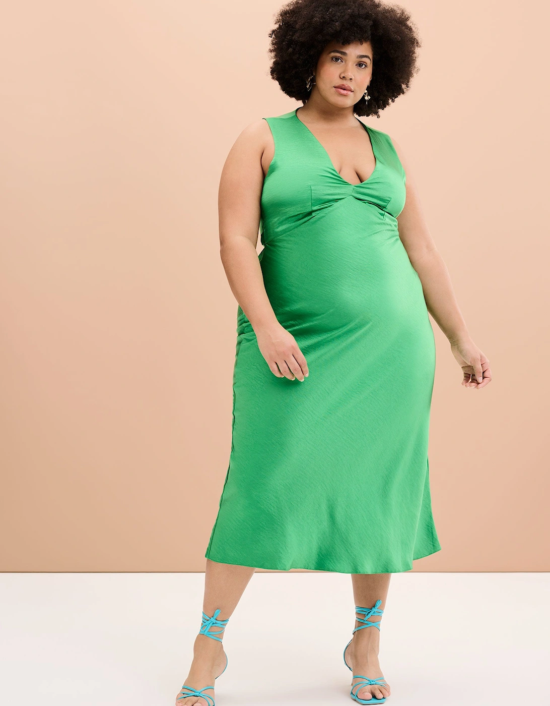 Nova Tie Back Dress in Fern Green