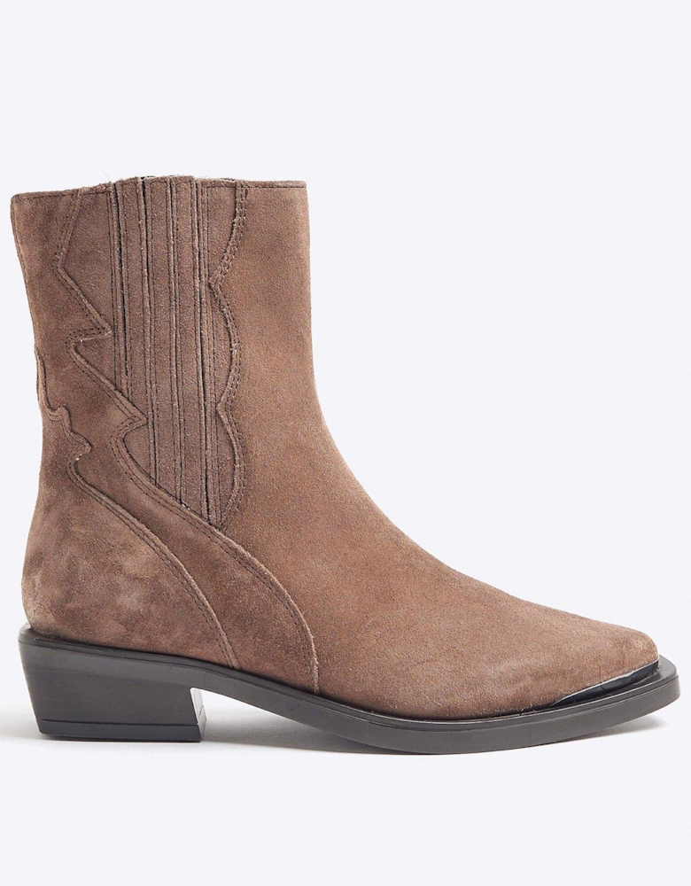 Chelsea Western Ankle Boots - Beige