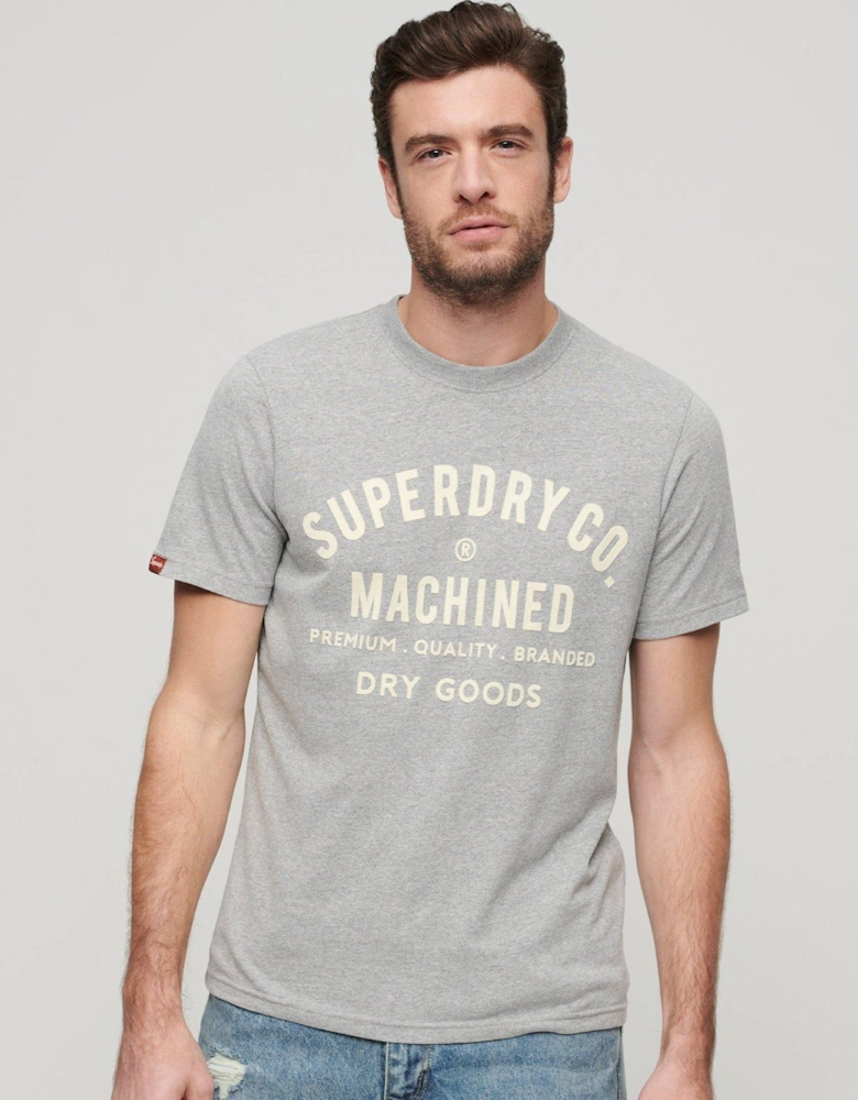 Workwear Flocked Logo Graphic T-shirt - Light Grey