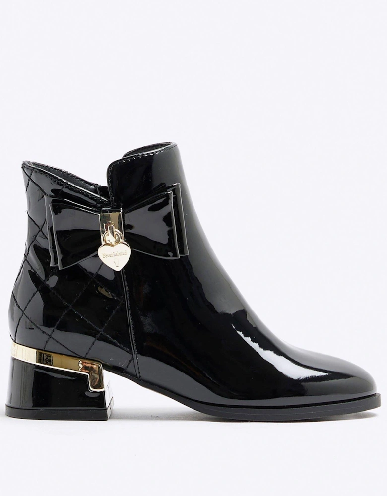 Bow Heeled Boots - Black