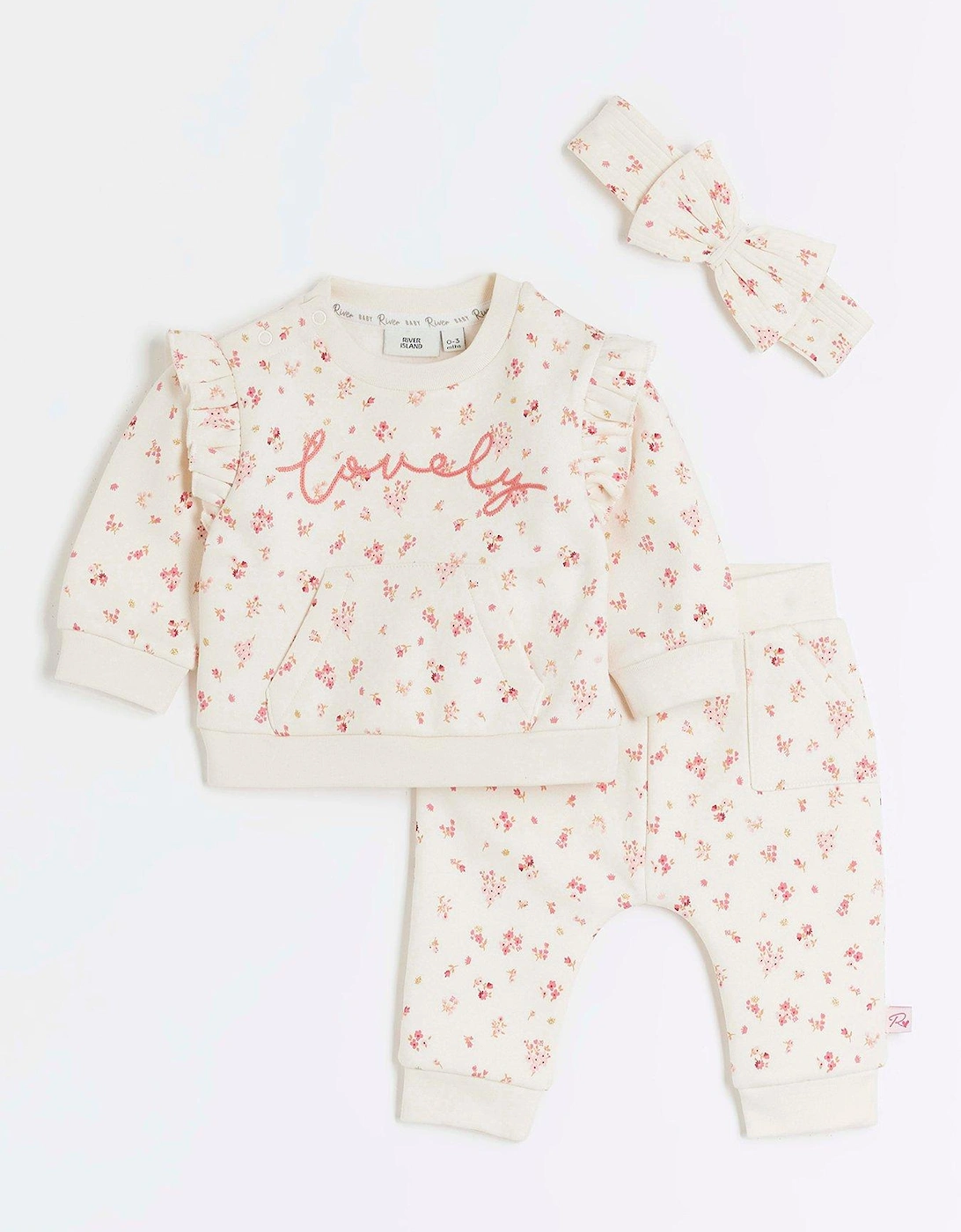 Floral Sweatshirt 3 Piece Set - Cream, 6 of 5