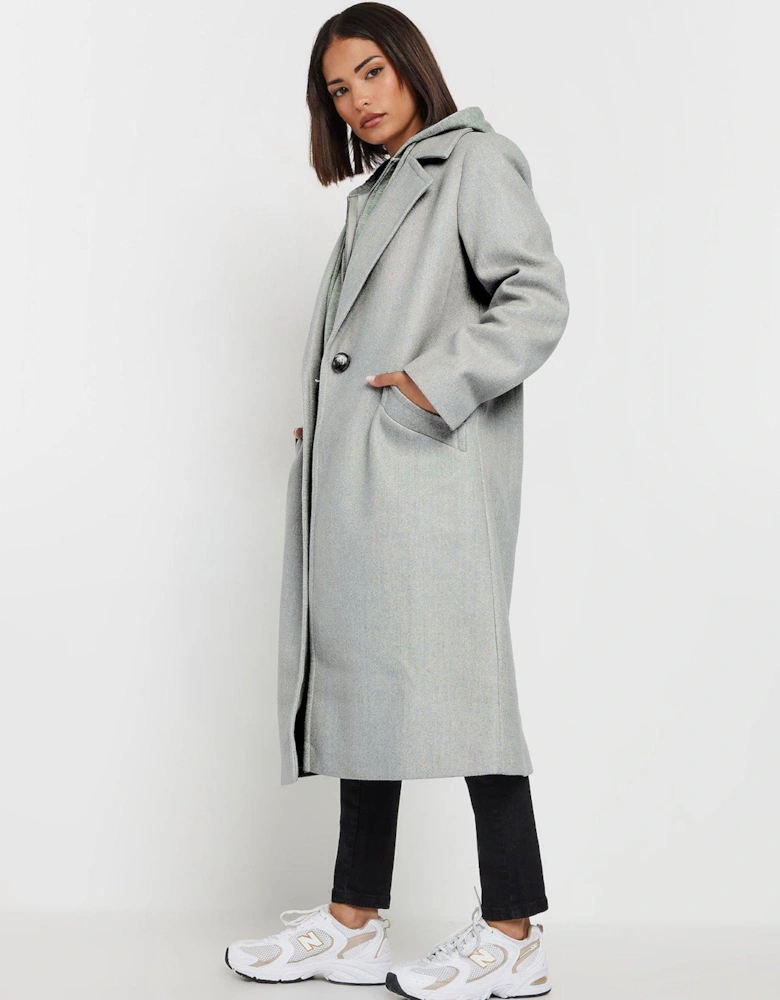 Petite Button City Coat - Grey