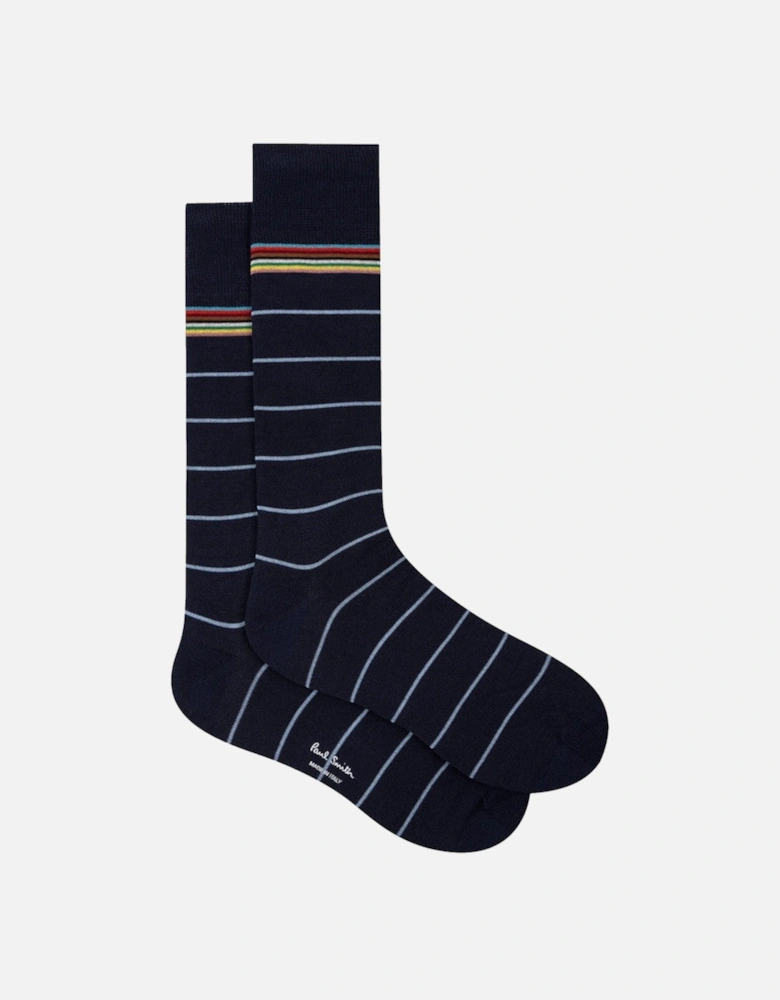 PS Haider Pinstripe Socks 47 Navy