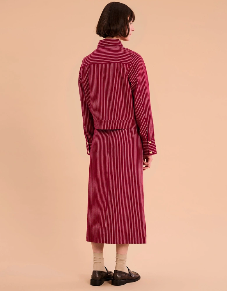 Kelsey Skirt in Burgundy Pin Stripe