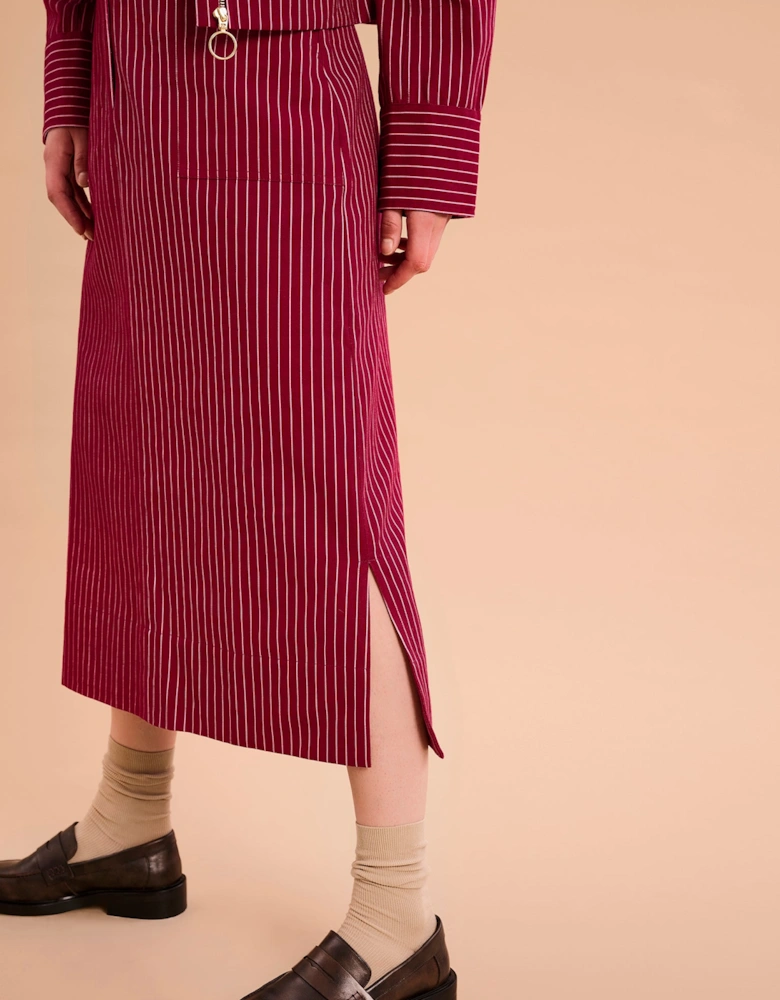 Kelsey Skirt in Burgundy Pin Stripe