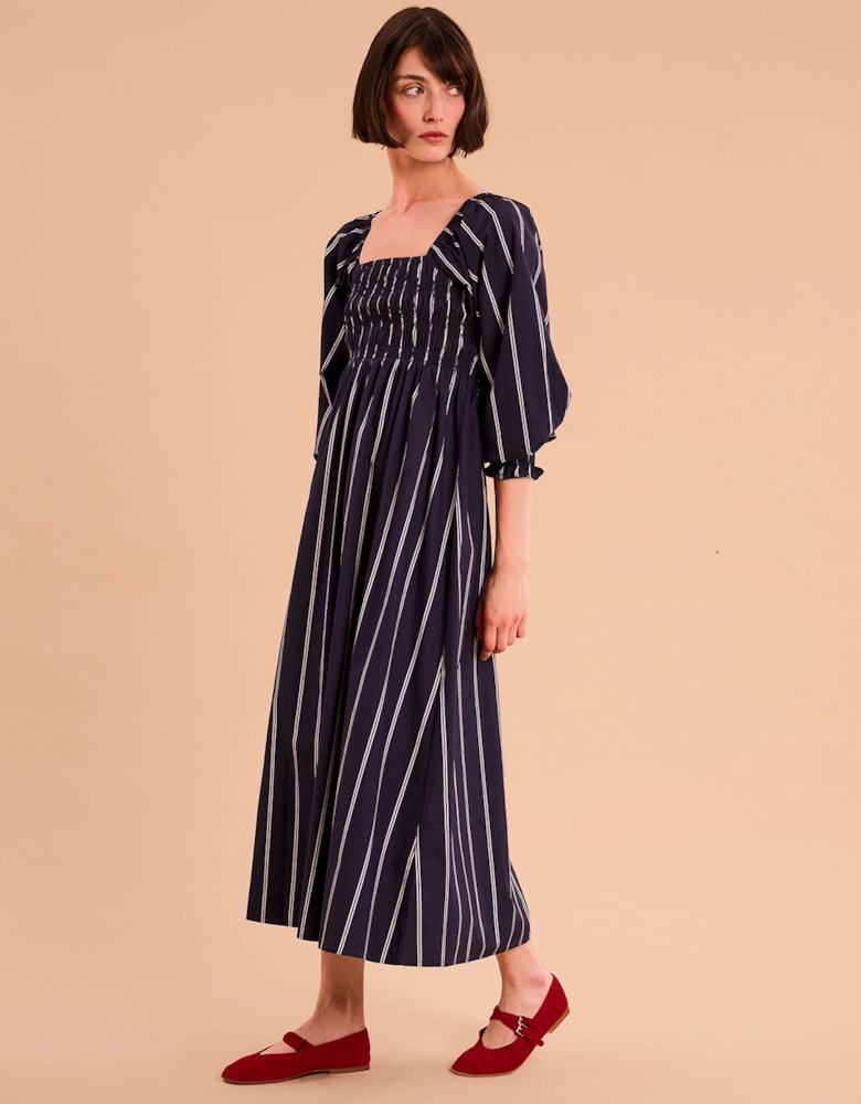 Amaryllis Dress in Blue Stripe