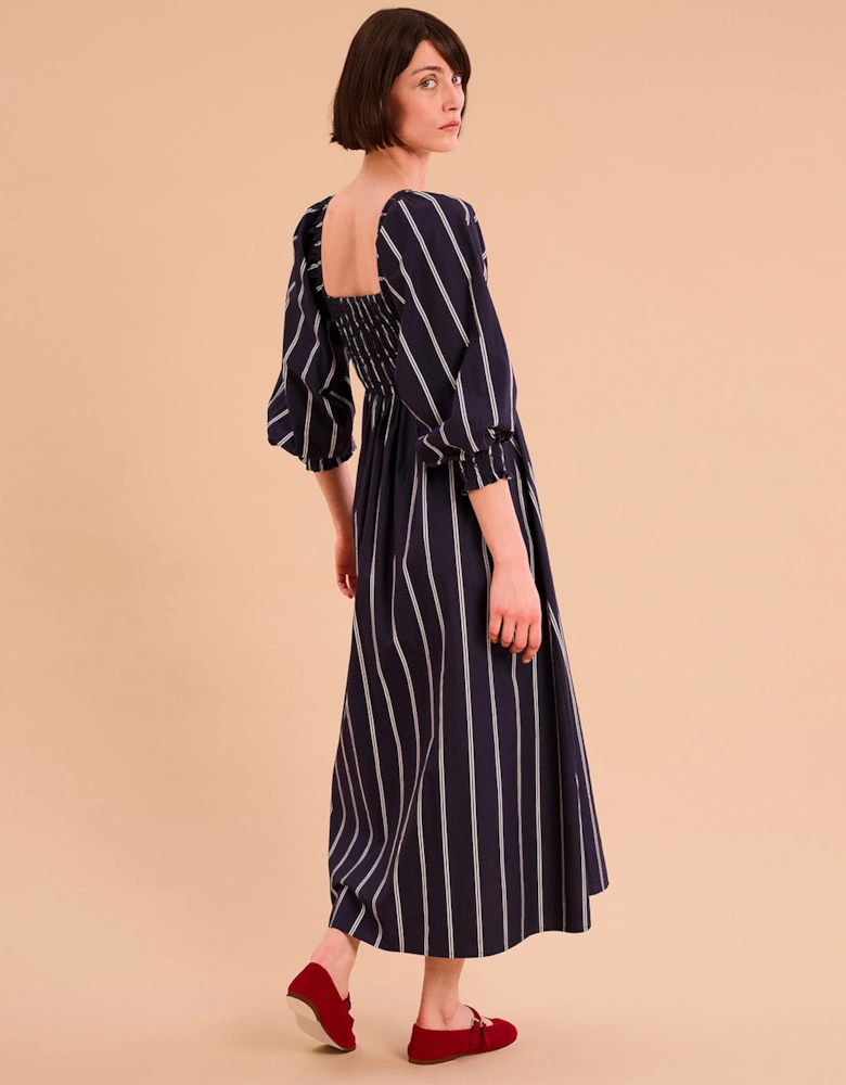 Amaryllis Dress in Blue Stripe